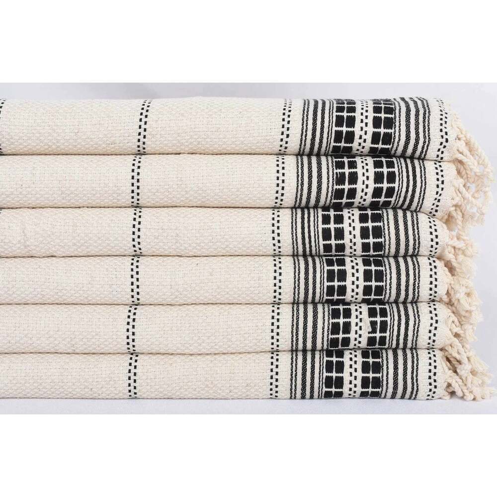 Cream+Black Turkish Hand Towel